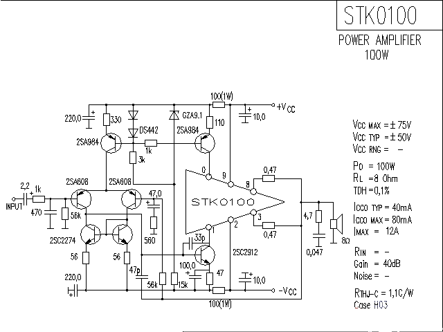 <strong>ST</strong>K0100<strong>Power Amplifier</strong>Circuit Diagram