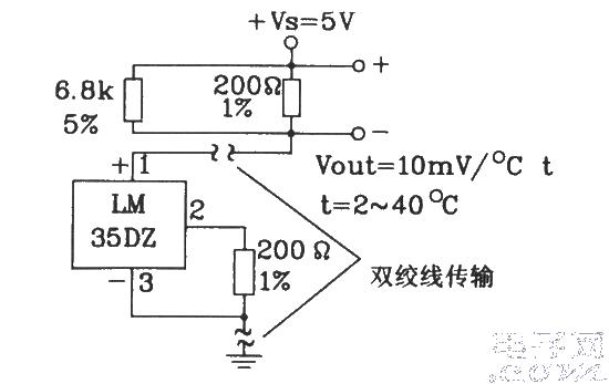 LM35DZ Celsius<strong>temperature sensor</strong> constitutes a common ground<strong>long-distance transmission</strong><strong>circuit diagram</strong>.jpg