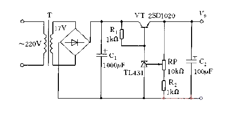 Series stabilized power supply circuit diagram using TL431