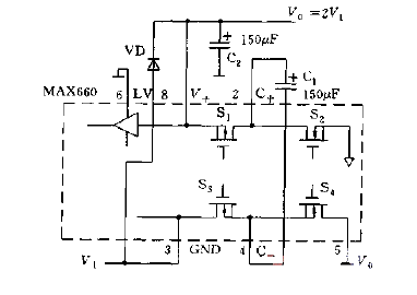 MAX660 constitutes a voltage doubler<strong>converter circuit diagram</strong>.gif