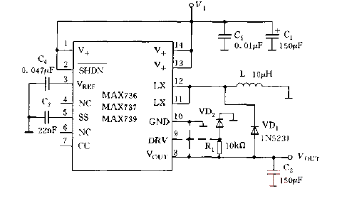 Basic application standards for the MAX736 series<strong>Application circuit diagram</strong>.gif