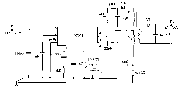 <strong>Isolated</strong><strong>Flyback</strong><strong>DC</strong>,<strong>DC</strong><strong>converter circuit diagram</strong> composed of HS7076 .gif