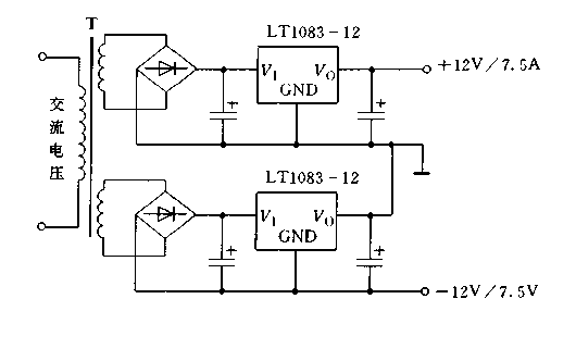 LT108 forms a negative output +-12V<strong>Power supply circuit diagram</strong>.gif