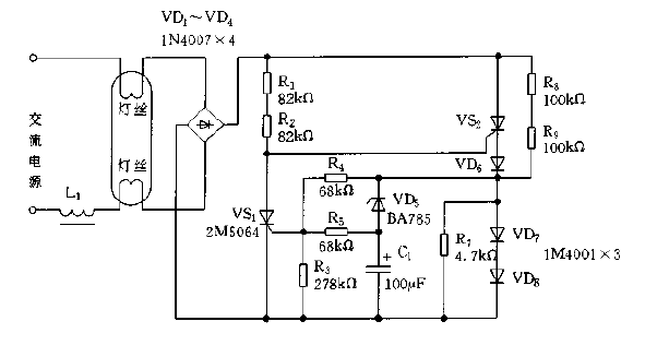 Electronic ballast circuit diagram using thyristor