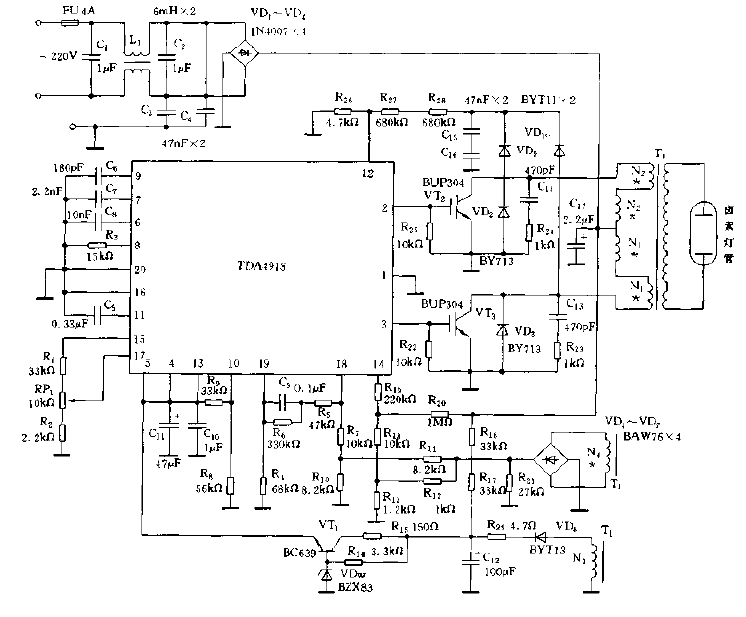 <strong>Electronic ballast</strong><strong>Circuit</strong>.gif using TDA4918 to drive halogen lamp