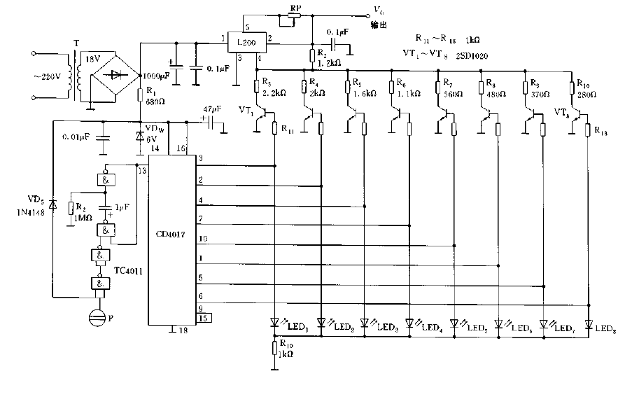 Touch power supply circuit diagram 2 composed of L200