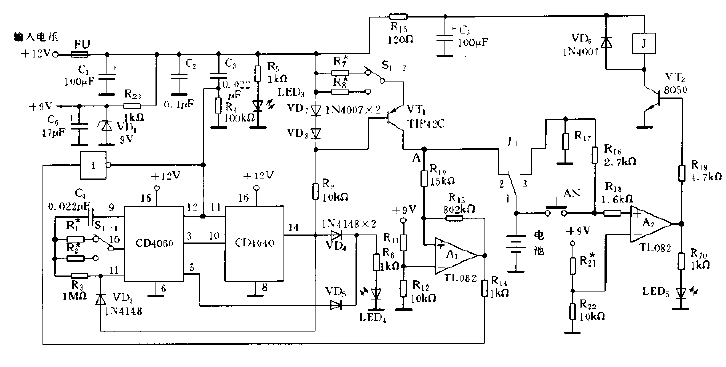 Battery charger circuit diagram with discharge function