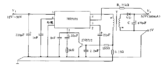 <strong>Transformer coupling</strong><strong>DC</strong>,<strong>DC</strong><strong>converter circuit diagram</strong> composed of HS7076.gif