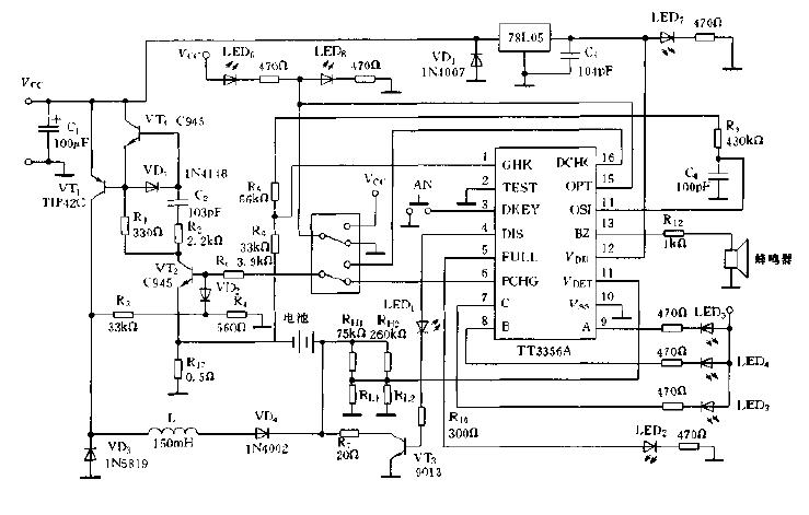 Battery charger circuit diagram using TT3356A