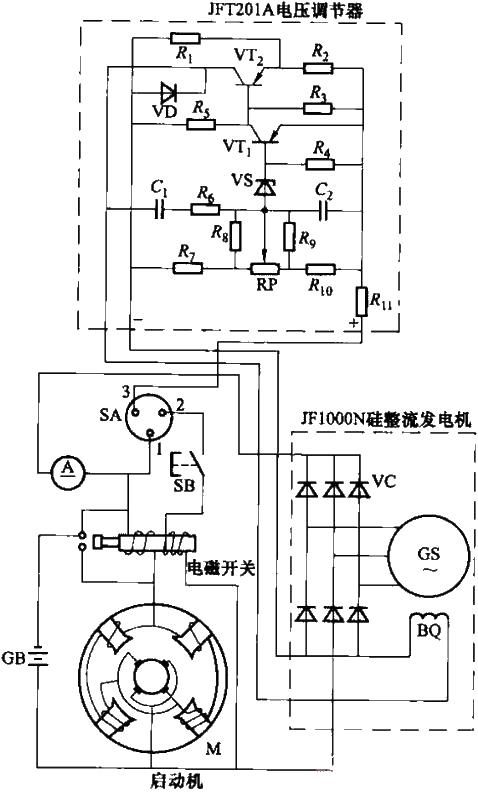 A diesel engine thyristor voltage regulating circuit diagram