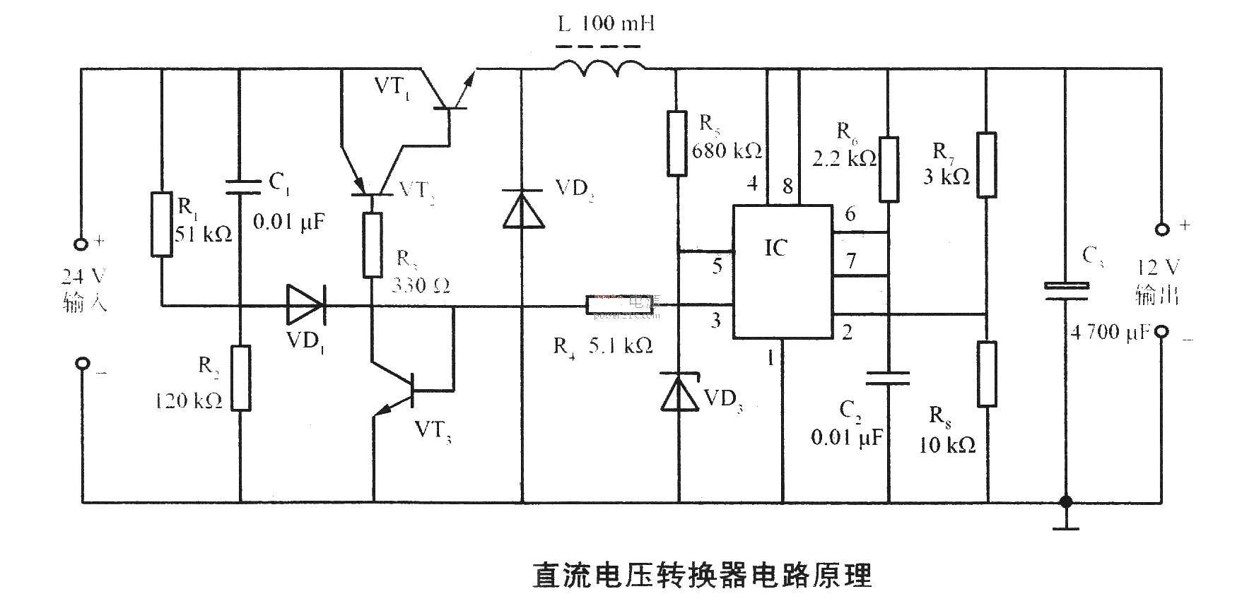 DC voltage converter circuit schematic diagram