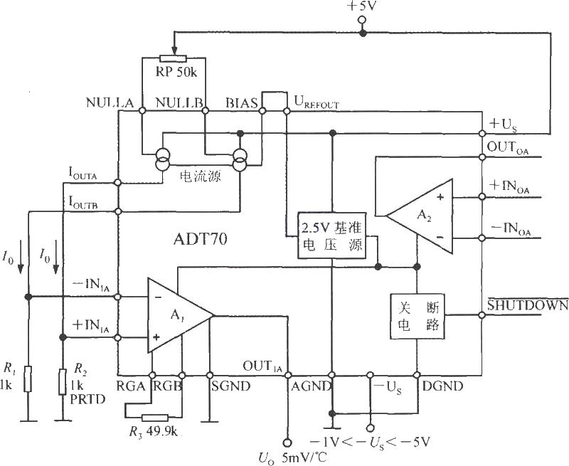 <strong>Platinum thermal resistor</strong><strong>Signal conditioner</strong> Internal circuit diagram and typical <strong>Application circuit</strong>