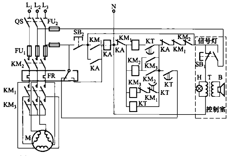 Y-△ wired centralized control circuit for reduced pressure starting water pump motor