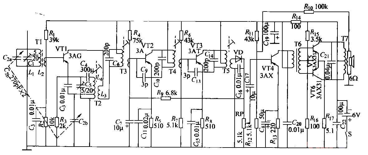 12. Six-tube superheterodyne transistor<strong>Radio Principle</strong>Circuit<strong>Household Appliances</strong>Circuit.gif