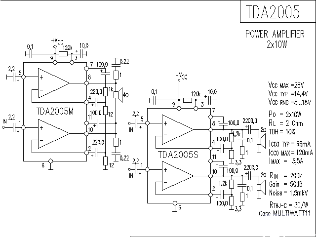 TDA2005 power amplifier circuit diagram