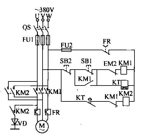 Single tube rectifier energy consumption brake control circuit