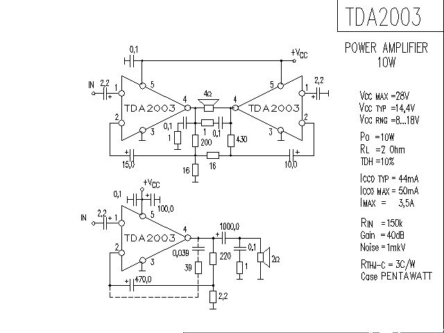 TDA2003 power amplifier circuit diagram