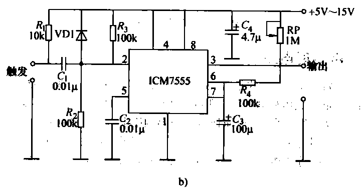 7.<strong>Timing circuit</strong>b.gif composed of<strong>CMOS</strong>555 (<strong>IC</strong>M7555)