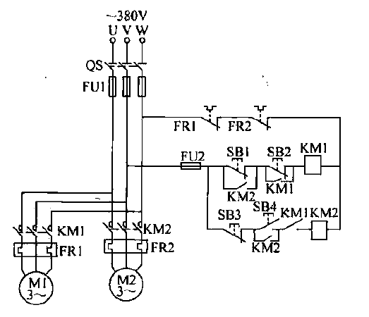 Three-phase asynchronous motor sequence control circuit