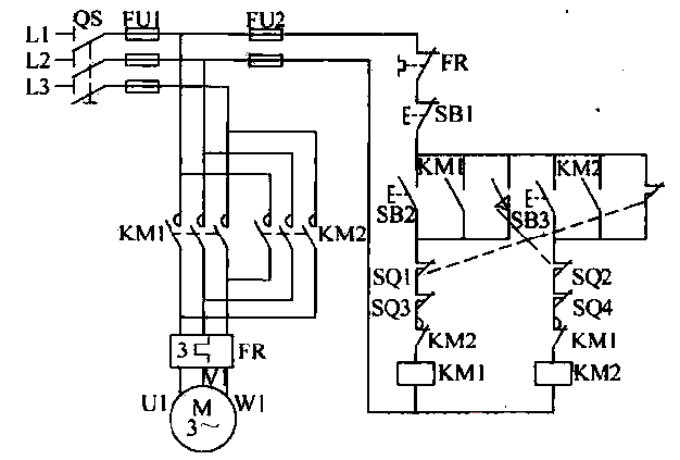 Motor automatic reciprocating control circuit