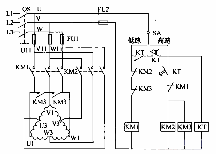 47. △-Y conversion two-speed<strong><strong>motor</strong> control circuit</strong>.gif