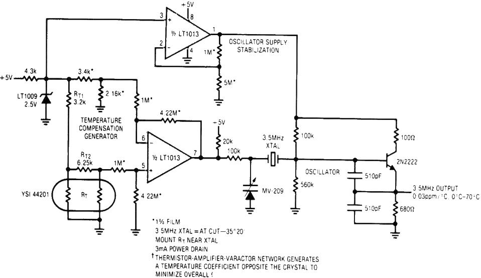 Temperature compensated crystal oscillator circuit diagram