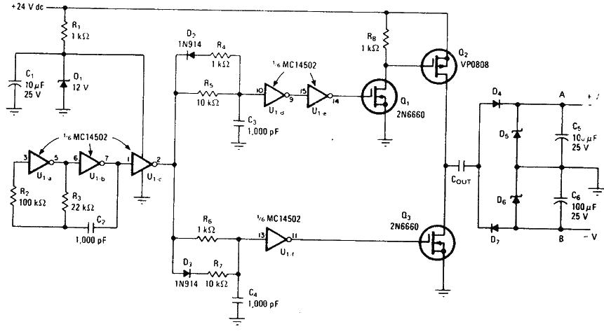 Bipolar DC-DC<strong>converter circuit diagram</strong> that does not require an<strong>inductor</strong>