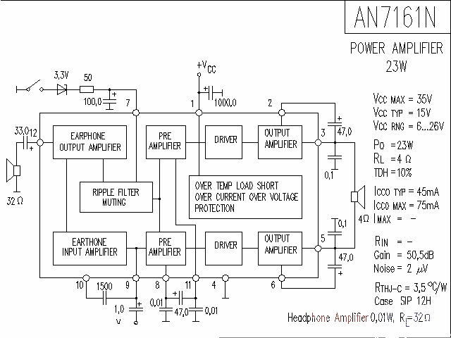 <strong><strong><strong><strong>AN</strong></strong></strong></strong>7161N Power<strong><strong><strong>Amplifier Circuit Diagram</strong></strong> </strong>