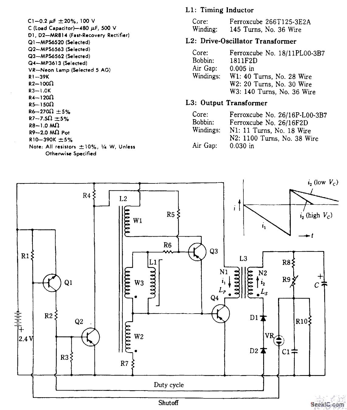 Photographic flash capacitor charger circuit diagram