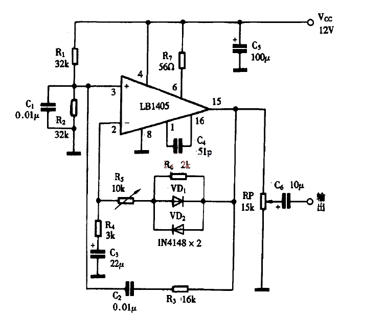 Clever use of LB1405 as audio signal amplifier circuit diagram