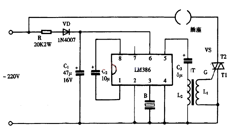 Clever use of LM386 as music lantern controller circuit diagram