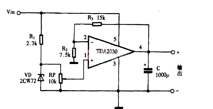 Clever use of TDA2030 as DC stabilized power supply circuit diagram