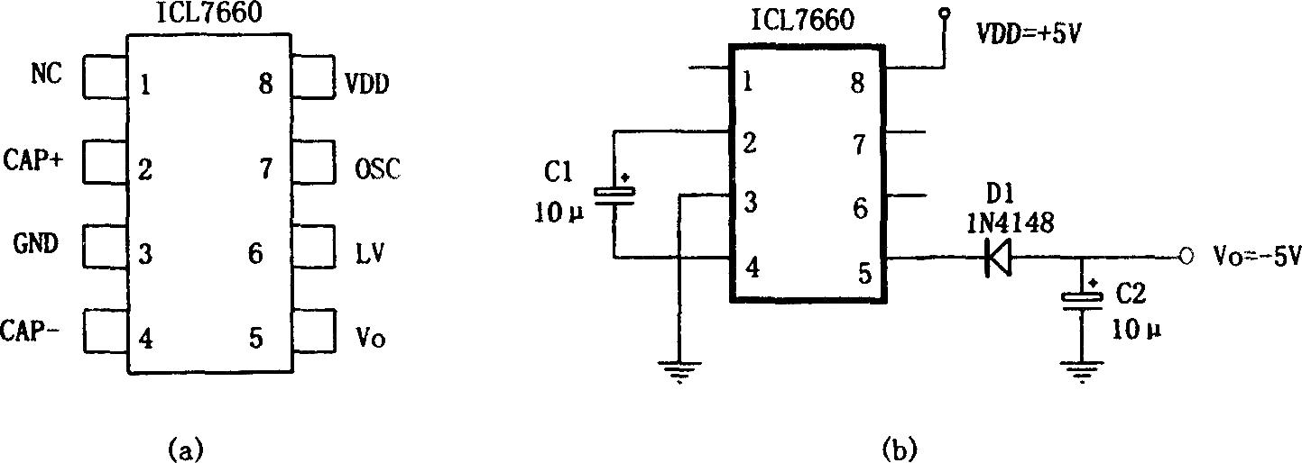 Polarity changing power supply that only needs 2 external <strong>capacitors</strong> to work (<strong>ICL7660</strong>)