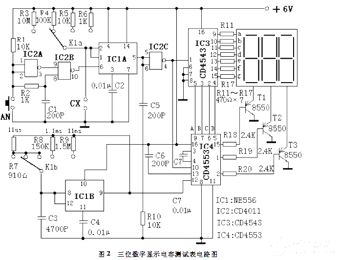 Three-digit display capacitance test meter circuit module design