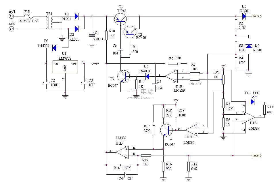 Lead-acid battery charger circuit schematic diagram