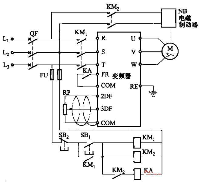 Electromagnetic brake motor frequency conversion speed regulation circuit