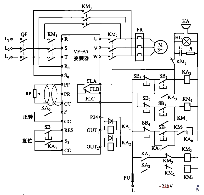 VF-AT series frequency converter power frequency-variable frequency switching circuit