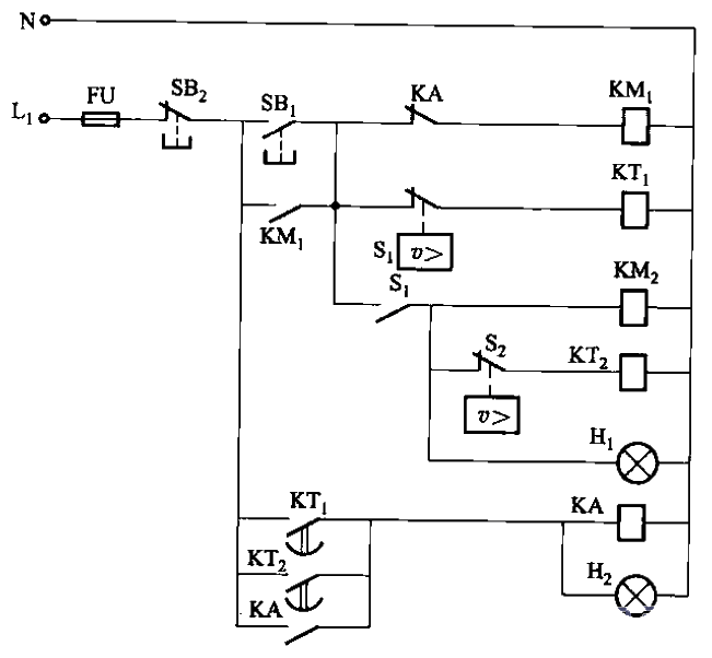 Traditional relay ventilation system control circuit