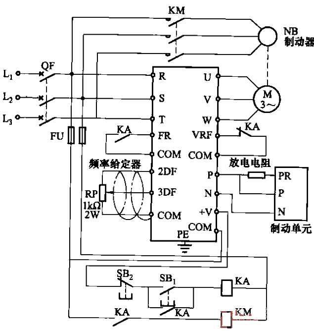 12. Operation<strong>circuit</strong> of <strong>frequency converter</strong> with braking unit and <strong>motor</strong> with <strong>brake</strong>.gif