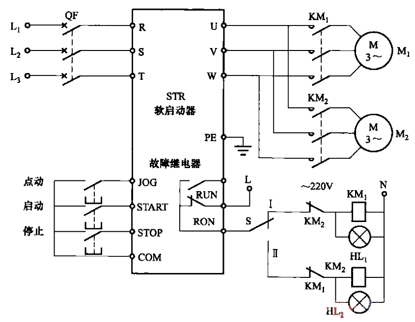 28. One SIPU STR<strong>soft starter</strong><strong>controls</strong> two<strong>electric motors</strong>one in use and one in standby<strong>circuit</strong>.gif