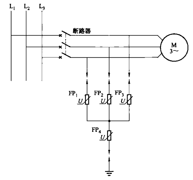 Wiring of zinc oxide arrester with series gap four-star connection