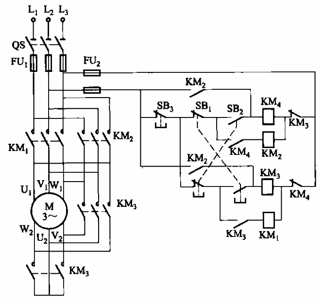 Y-△-turn power-saving circuit for winches of 33kW and above