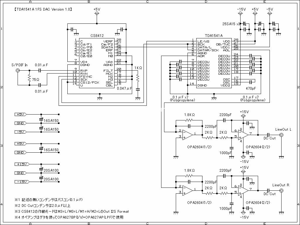 Tube amplifier Japanese TDA1541A DAC V1 circuit diagram