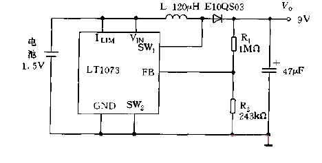 Boost circuit diagram using LT1073