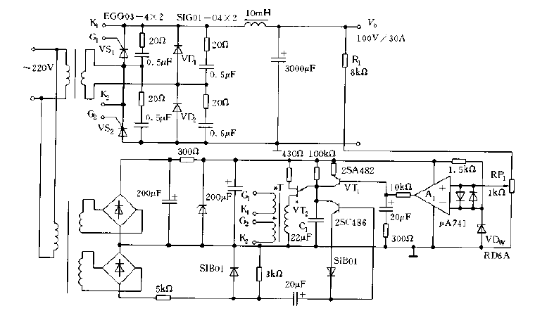 <strong>Stabilized power supply circuit</strong> composed of <strong>thyristor</strong> with output 100V, 30A Figure.gif