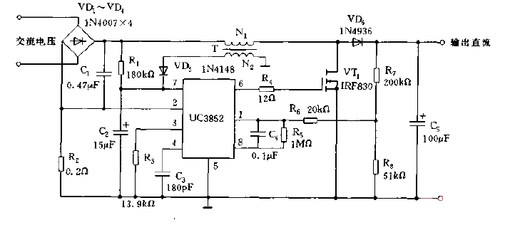 Active high power factor correction pre-regulator circuit diagram using UC3852