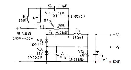 High input voltage DC, DC converter circuit diagram