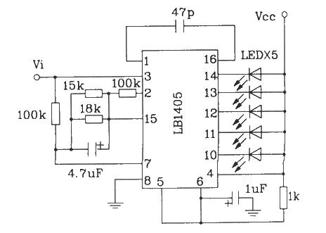 Five-digit LED level indication driver integrated circuit typical circuit