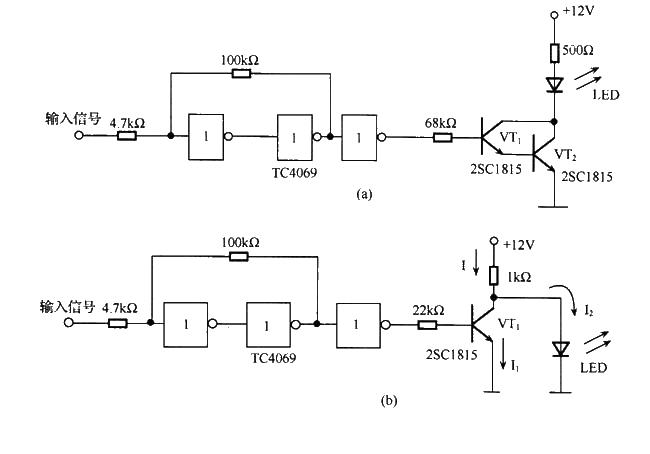 Circuit diagram for driving LED with logic signal levels