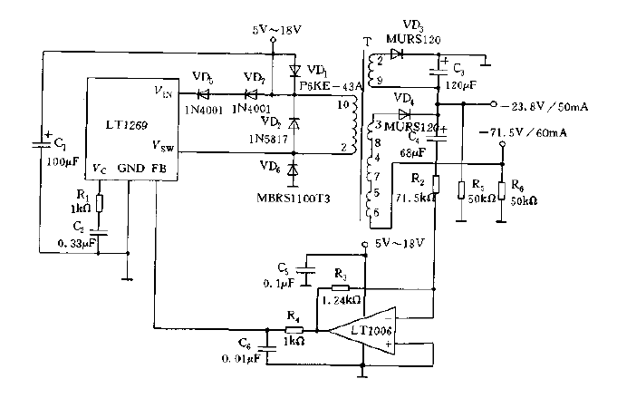 Standard flyback<strong>circuit diagram</strong> using LT1269.gif